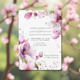 Watercolor Purple Floral Wedding Invitation  Kaart