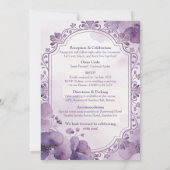 Watercolor Purple Floral Wedding Invitation Kaart (Achterkant)