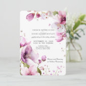 Watercolor Purple Floral Wedding Invitation  Kaart (Staand voorkant)