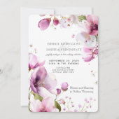 Watercolor Purple Floral Wedding Invitation  Kaart (Voorkant)