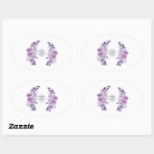 Watercolor purple flower bouquet ovale sticker (Vel)