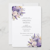 Watercolor Purple Lavender Wedding Invitation Kaart (Voorkant)