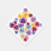 Watercolor Purple Pansy Pattern Boho Bridal Shower Servet (Hoek)