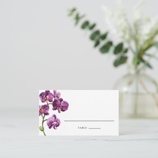 Watercolor Purple Phalaenopsis Orchids Wedding Plaatskaartje (Staand voorkant)