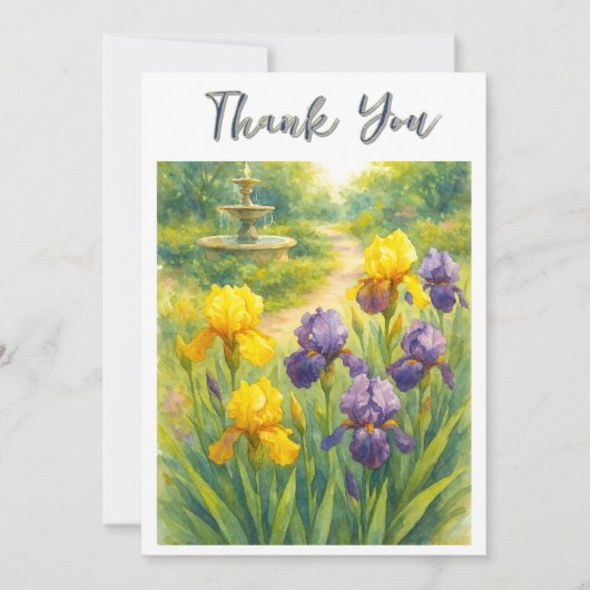 Watercolor Purple & Yellow Irises  Birthday Party  Bedankkaart (Voorkant)