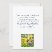Watercolor Purple & Yellow Irises  Birthday Party  Bedankkaart (Achterkant)