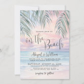 Watercolor QR Code On The Beach Wedding Kaart (Voorkant)