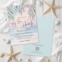 Watercolor QR-code op het strand bruiloft