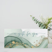 Watercolor QR-code sagegroene gouden cadeaubon (Staand voorkant)