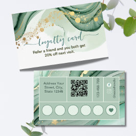 Watercolor QR-code salie groen goud Klantenkaartje