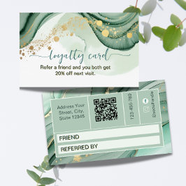 Watercolor QR-code salie groen goud Klantenkaartje