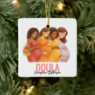 Watercolor QR Logo DOULA Klant Cadeau Keramisch Ornament