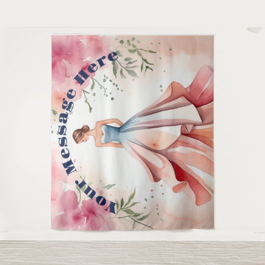 Watercolor Quinceañera-viering Wandkleed (Voorkant)
