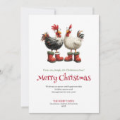 Watercolor quirky chickens holiday greeting card feestdagenkaart (Voorkant)