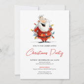 Watercolor Quirky Santa Festive Christmas Invite Kaart (Voorkant)