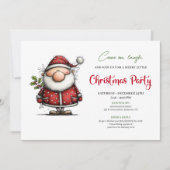 Watercolor quirky Santa holiday party invitation Kaart (Voorkant)