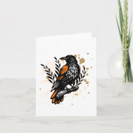 Watercolor Raaf Blank Notitiekaartje