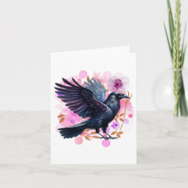 Watercolor Raaf Blank Notitiekaartje