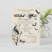 Watercolor Raaf & Vleermuizen Halloween Feest Kaart (Staand voorkant)