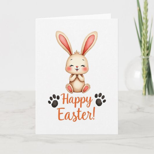 Watercolor Rabbit Easter Card Kaart (Voorkant)