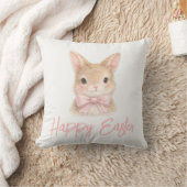 Watercolor Rabbit with Pink Bow| Cute Easter Bunny Kussen (Deken)