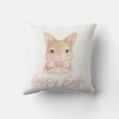 Watercolor Rabbit with Pink Bow| Cute Easter Bunny Kussen (Achterkant)