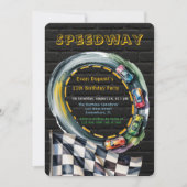 Watercolor Race Track Boy Birthday Party Kaart (Voorkant)