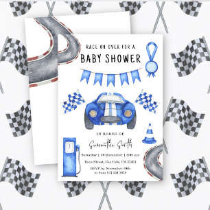 Watercolor Raceauto Baby Shower Kaart