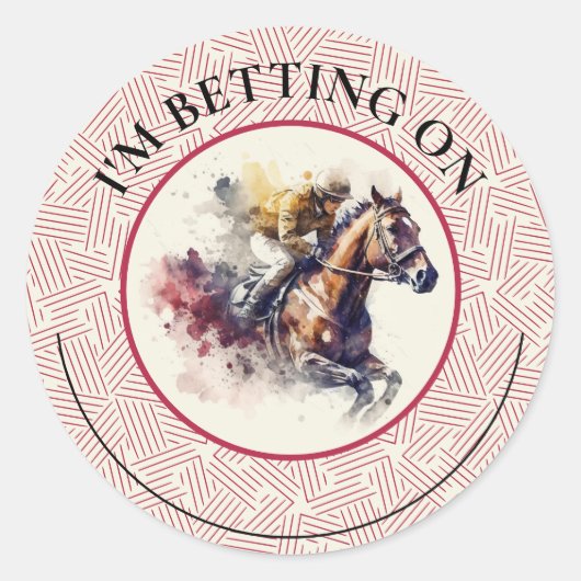 Watercolor Racehorse Derby Betting Ronde Sticker (Voorkant)