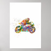 Watercolor racing motorcycle poster (Voorkant)