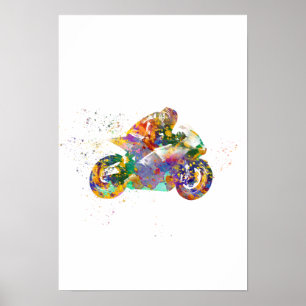 Watercolor racing motorcycle poster