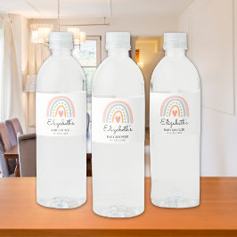 Watercolor Rainbow Baby Shower Girl Waterfles Etiket