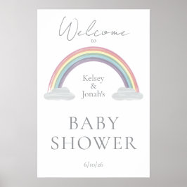 Watercolor Rainbow Baby Shower Welcome Poster