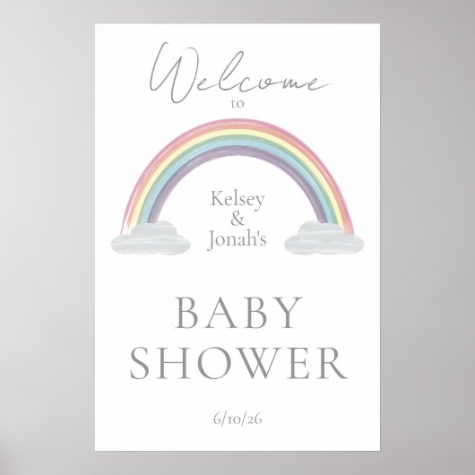 Watercolor Rainbow Baby Shower Welcome Poster (Voorkant)