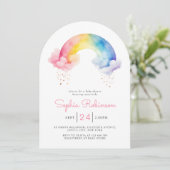 Watercolor Rainbow Baby Shower whimsical Arch Kaart (Staand voorkant)