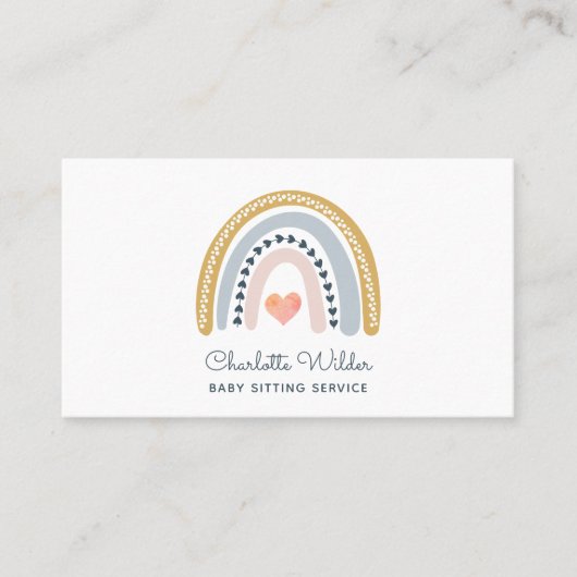 Watercolor Rainbow Baby Sitter Business Card Visitekaartje (Voorkant)