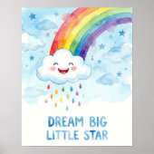 Watercolor Rainbow Cloud Dream Big Kids Poster (Voorkant)