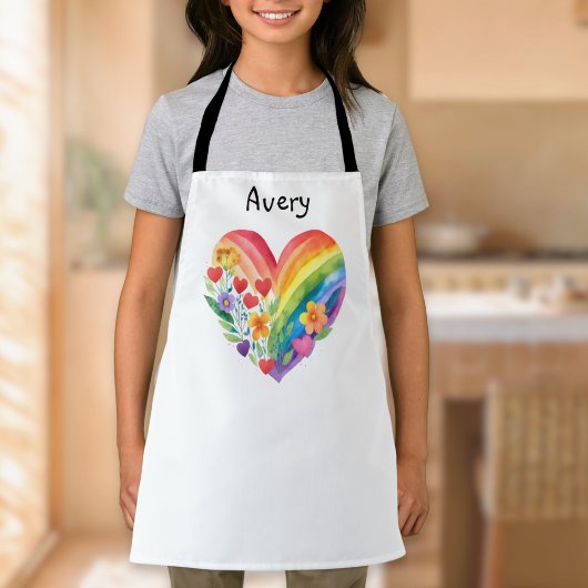 Watercolor Rainbow Heart Personalized Schort