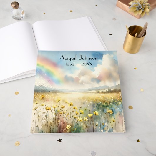 Watercolor Rainbow In Wildflower Meadow Gastenboek (Voorkant open)
