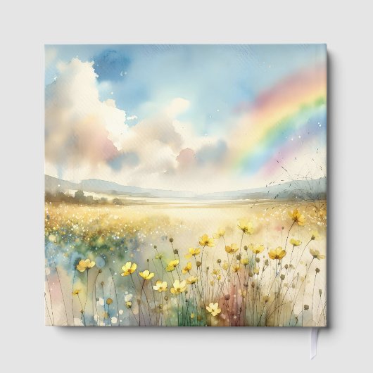 Watercolor Rainbow In Wildflower Meadow Gastenboek (Achterkant)