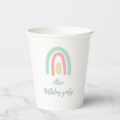 Watercolor rainbow mint yellow Birthday party Papieren Bekers (Voorkant)