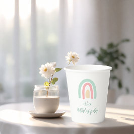 Watercolor rainbow mint yellow Birthday party Papieren Bekers