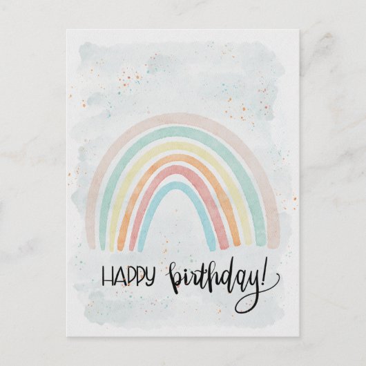 Watercolor Rainbow Modern Happy birthday Briefkaart (Voorkant)