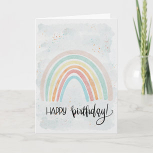 Watercolor Rainbow Modern Happy birthday Kaart