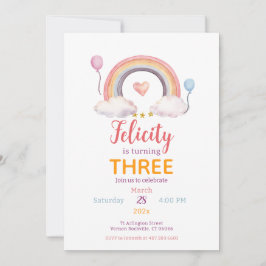 Watercolor Rainbow Party Kaart