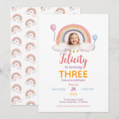 Watercolor Rainbow Party Photo Kaart (Voorkant / Achterkant)