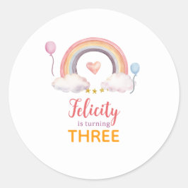 Watercolor Rainbow Party Ronde Sticker