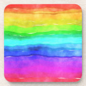 Watercolor Rainbow Stripes Bier Onderzetter (Voorkant)