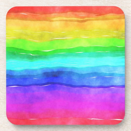 Watercolor Rainbow Stripes Bier Onderzetter (Voorkant)