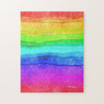 Watercolor Rainbow Stripes Legpuzzel<br><div class="desc">Bright and colorful multi colored horizontal stripes painted in watercolor, great background to custom with your own text or images or keep as a cheerful design.</div>